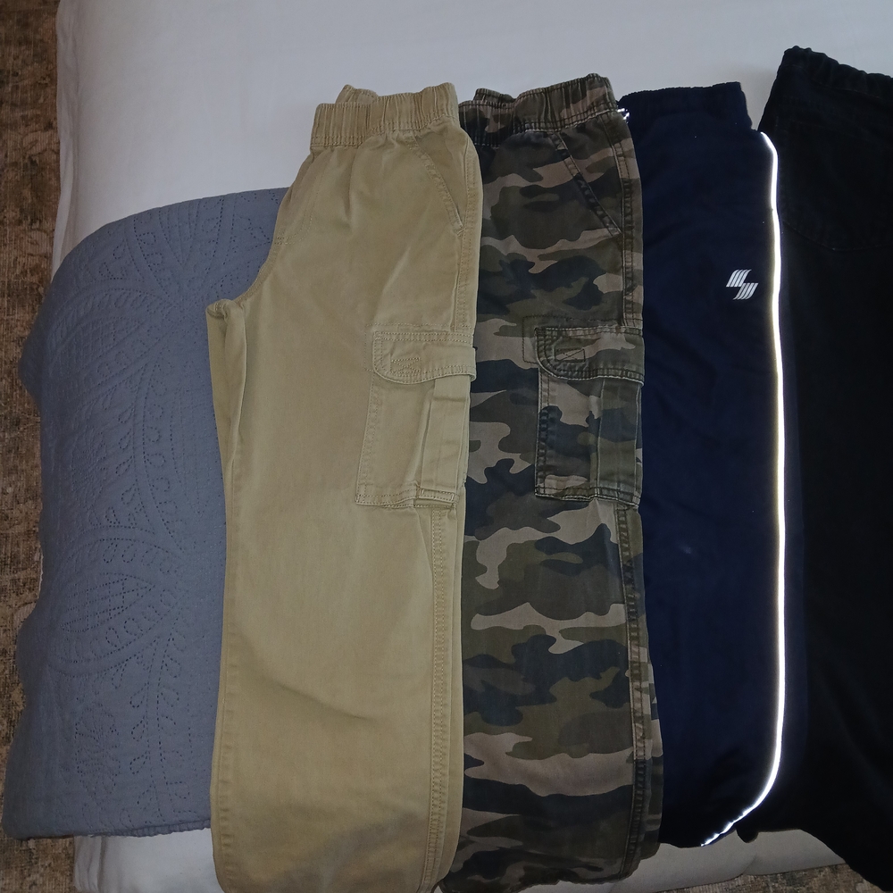 The Children's Place Kids Cargos (2) & Athletic Pants - Tan, Camouflage, Navy